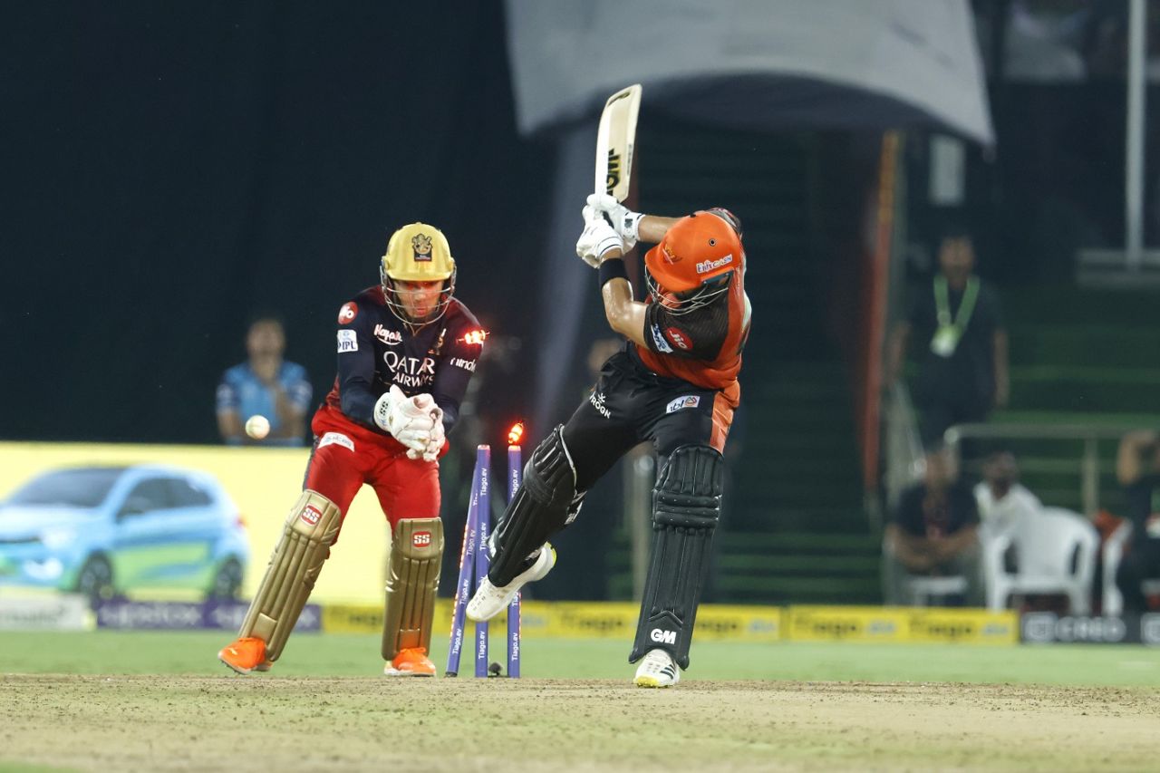 Aiden Markram was bowled while attempting a reverse hit, Sunrisers Hyderabad vs Royal Challengers Bangalore, IPL 2023, Hyderabad, May 18, 2023