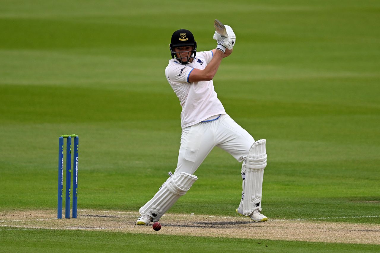 James Coles punches a drive, Sussex vs Glamorgan, County Championship, Division Two, Hove, May 19, 2023