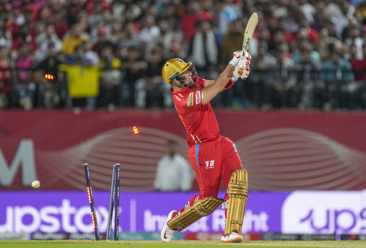 Liam Livingstone is cleaned up by Navdeep Saini, Punjab Kings vs Rajasthan Royals, IPL 2023, Dharamsala, May 19, 2023