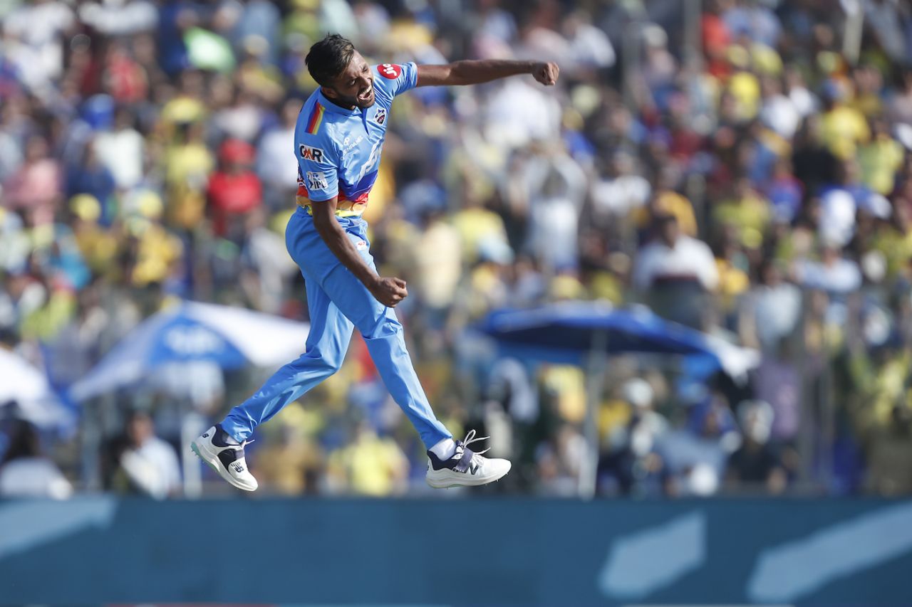 Chetan Sakariya finally broke through with Ruturaj Gaikwad's wicket, Delhi Capitals vs Chennai Super Kings, IPL 2023, Delhi, May 20, 2023