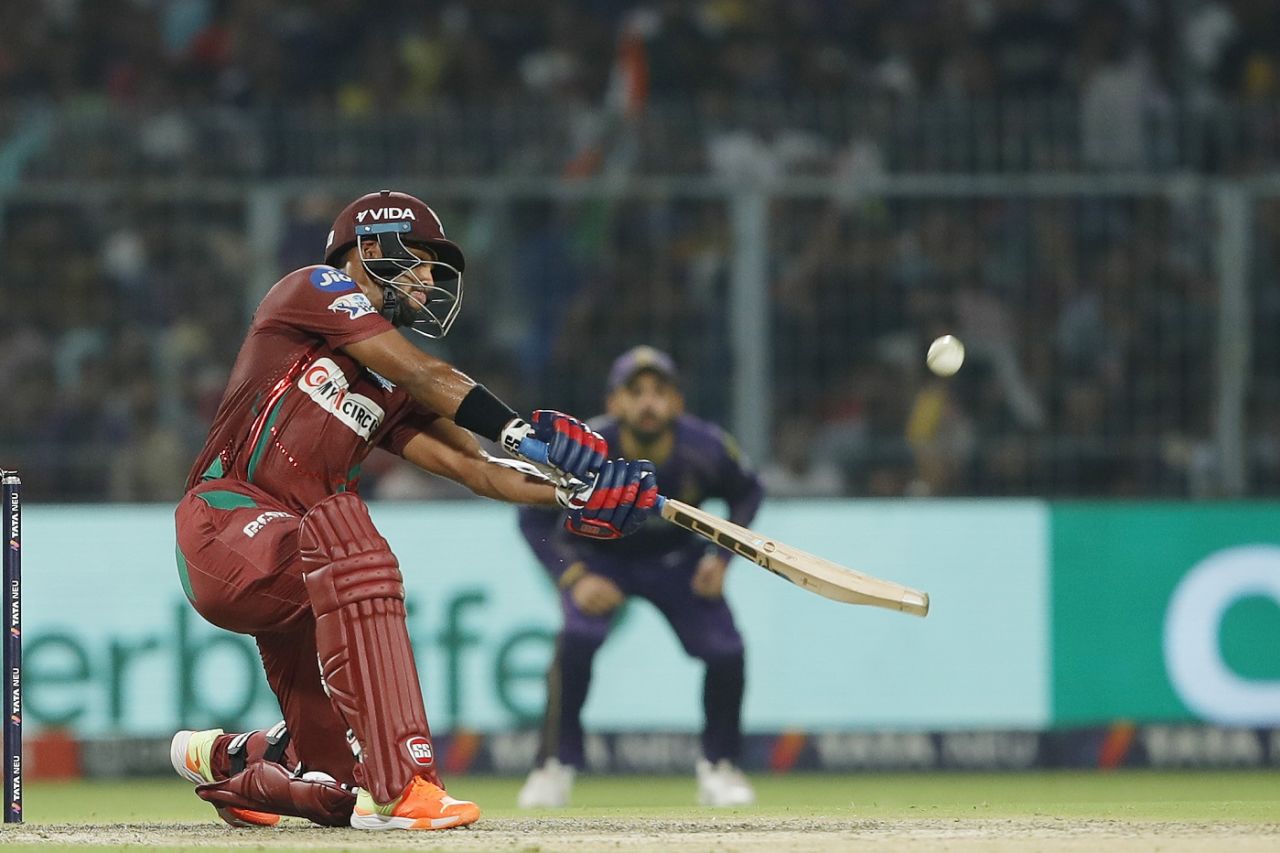 Nicholas Pooran slices one for six, Kolkata Knight Riders vs Lucknow Super Giants, IPL 2023, Kolkata, May 20, 2023