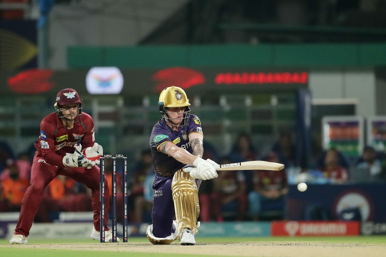 Jason Roy sweeps one fiercely, Kolkata Knight Riders vs Lucknow Super Giants, IPL 2023, Kolkata, May 20, 2023