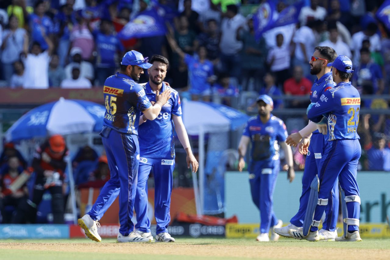 Akash Madhwal got Mumbai's first wicket, in the 14th over, Mumbai Indians vs Sunrisers Hyderabad, IPL 2023, Mumbai, May 21, 2023