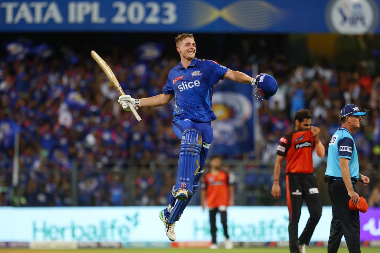 Cameron Green got to his century in just 47 balls, Mumbai Indians vs Sunrisers Hyderabad, IPL 2023, Mumbai, May 21, 2023