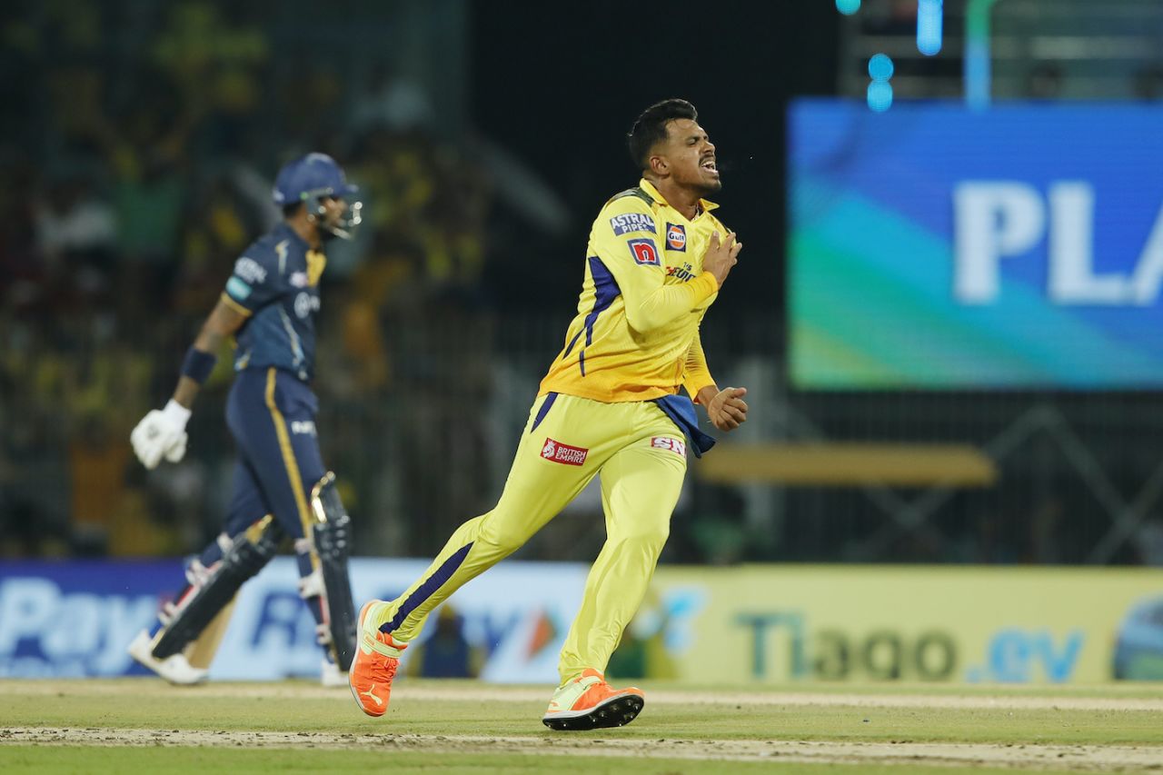 Maheesh Theekshana dismissed Hardik Pandya for 8, Gujarat Titans vs Chennai Super Kings, Qualifier 1, IPL 2023, May 23, 2023