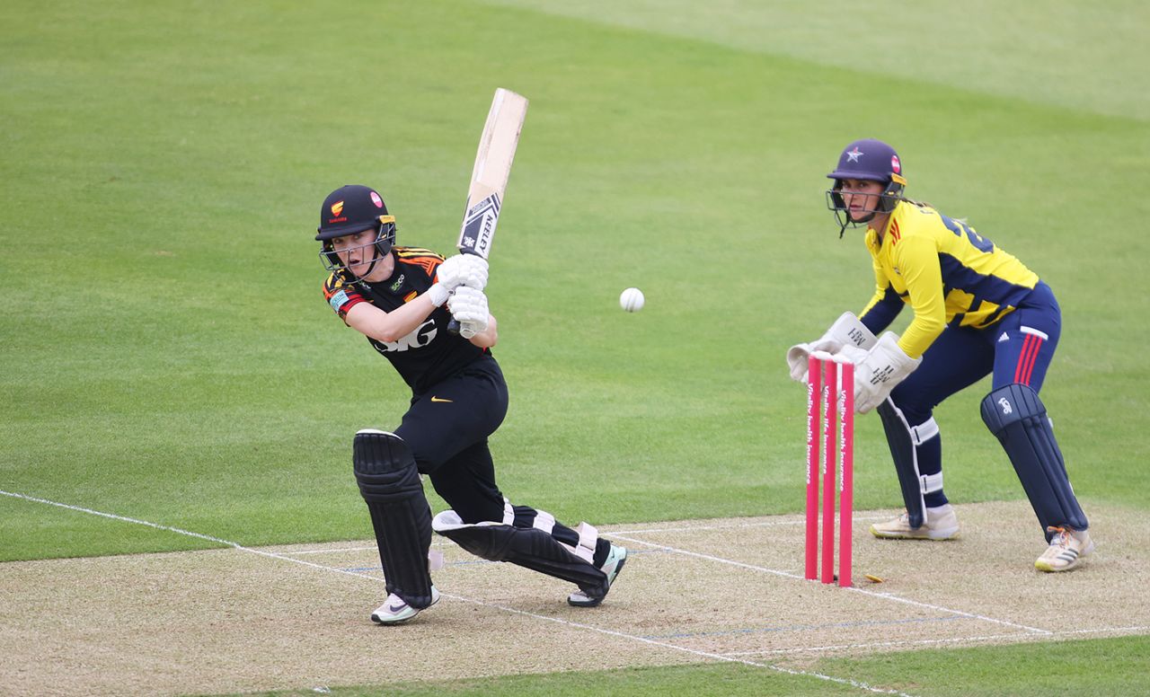 Mady Villiers whips the ball leg side, Sunrisers vs South East Stars, Charlotte Edwards Cup, Lord's, May 25, 2023