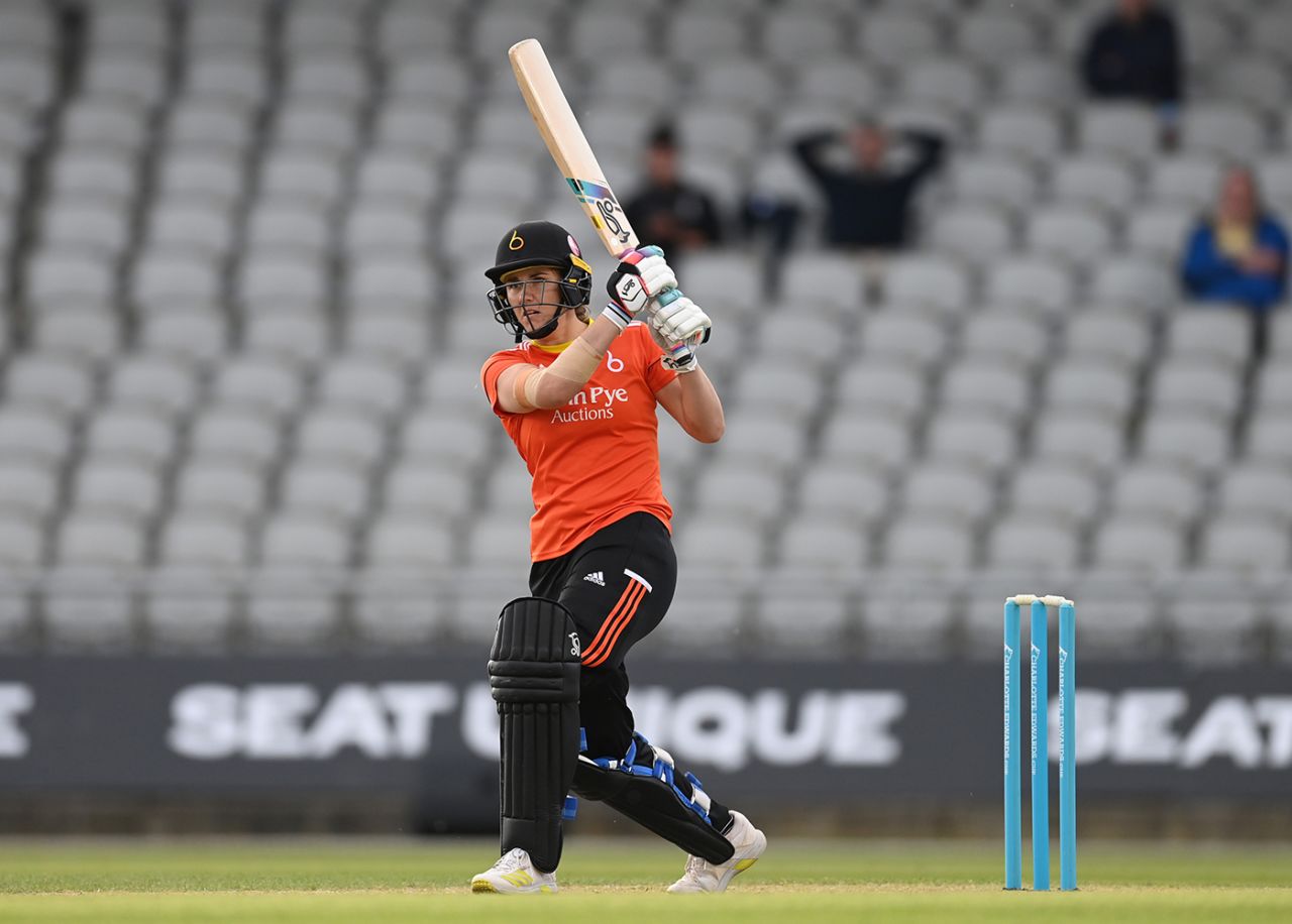 Nat Sciver-Brunt launches down the ground, Thunder vs The Blaze, Charlotte Edwards Cup, Old Trafford, May 25, 2023