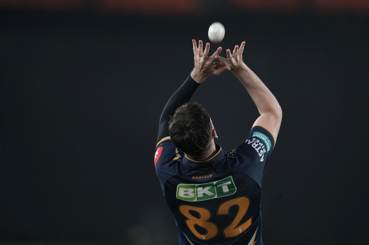 Josh Little gets under a swirling skier to send Rohit Sharma back, Gujarat Titans vs Mumbai Indians, IPL 2023 Qualifier 2, Ahmedabad, May 26, 2023