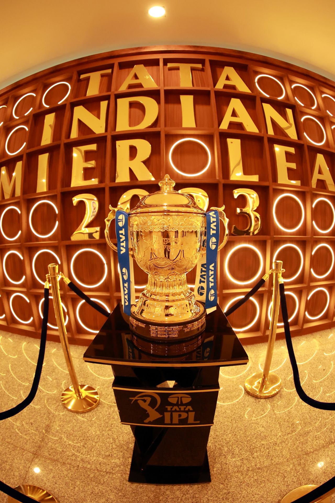 The IPL trophy in all its glory at the second qualifier, Gujarat Titans vs Mumbai Indians, IPL 2023 Qualifier 2, Ahmedabad, May 26, 2023