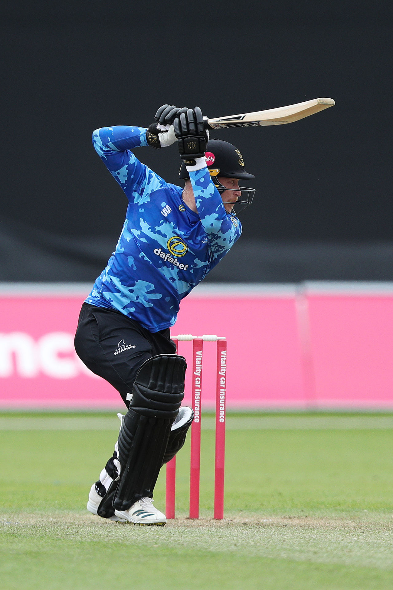 Tom Alsop leans into a drive, Glamorgan vs Sussex, Vitality Blast, South Group, Sophia Gardens, June 19, 2022