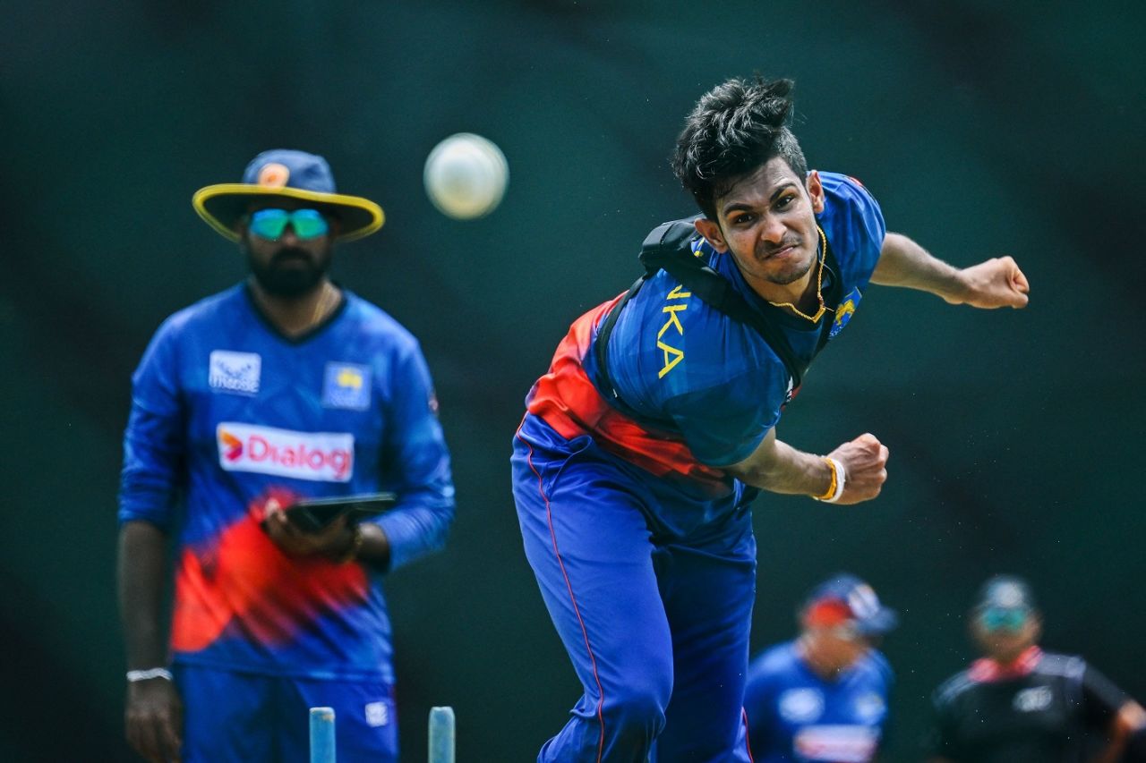 Matheesha Pathirana in action during a training session, Sri Lanka vs Afghanistan, Hambantota, June 1, 2023