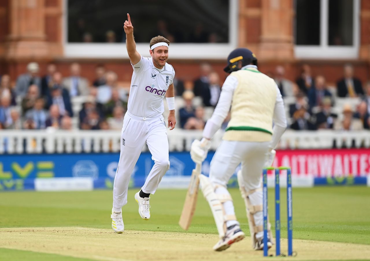 The first celebrappeal of the English Test summer: Stuart Broad traps PJ Moor lbw, England vs Ireland, only Test, Lord's, 1st day, June 1, 2023