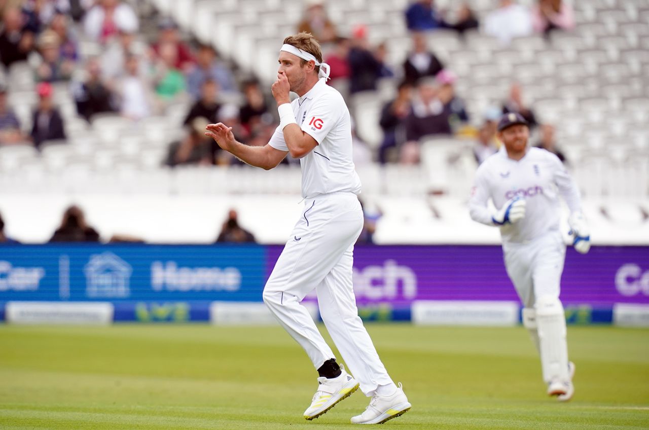 Stuart Broad is shocked as England's leg-slip plan comes off, England vs Ireland, only Test, Lord's, 1st day, June 1, 2023