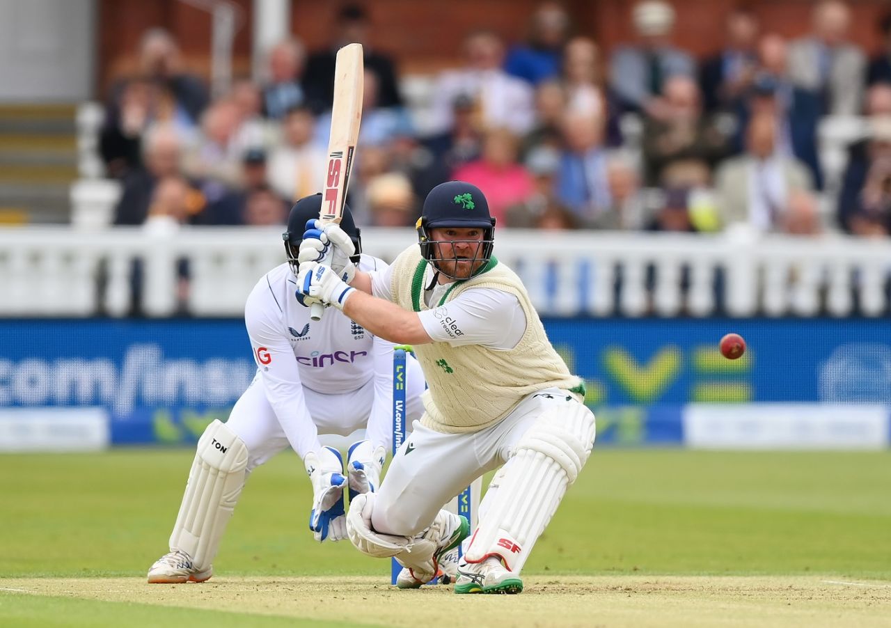 Paul Stirling plays a sweep, England vs Ireland, only Test, Lord's, 1st day, June 1, 2023