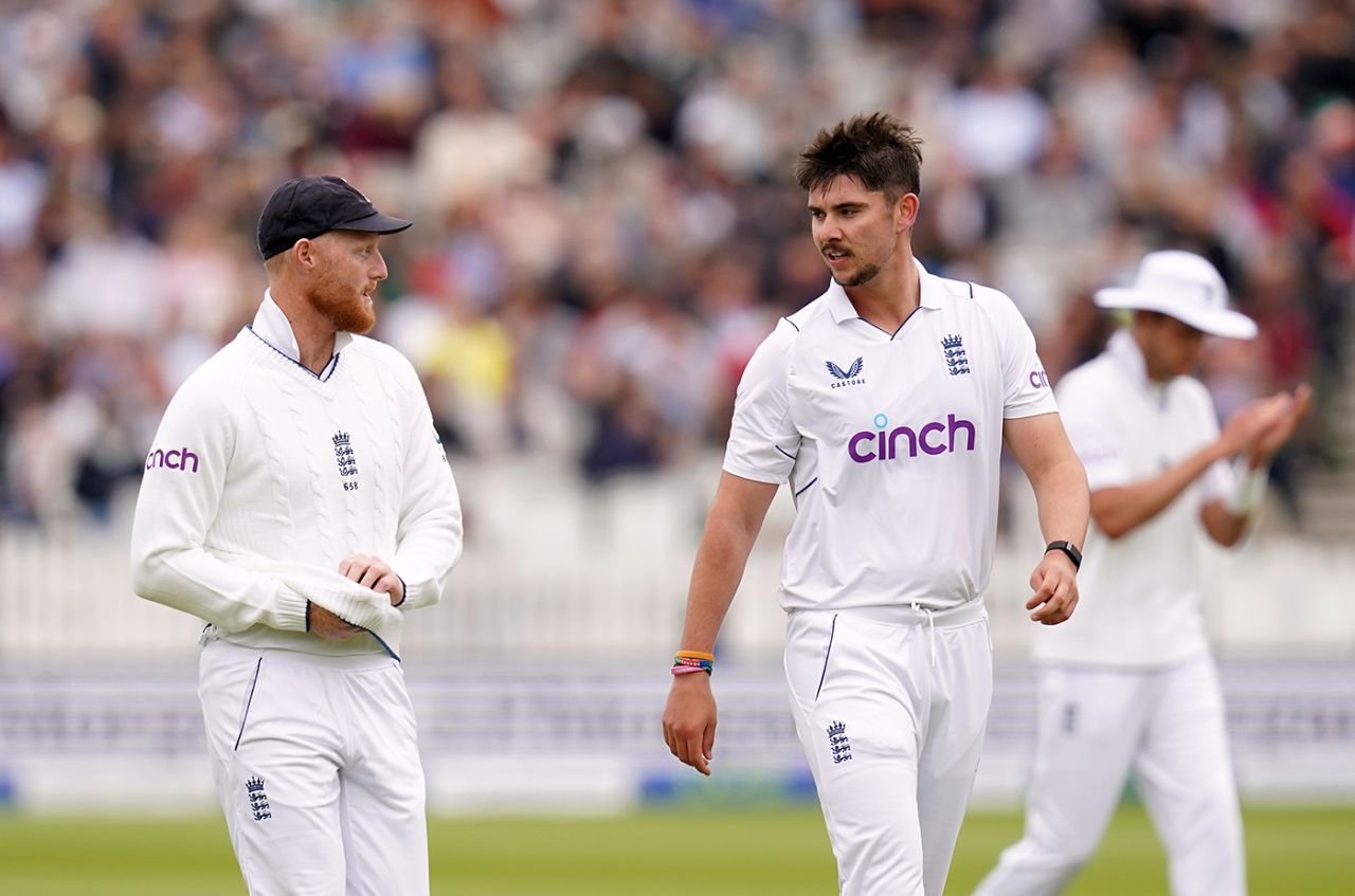 Josh Tongue hatches a plan with Ben Stokes, England vs Ireland, only Test, Lord's, 1st day, June 1, 2023