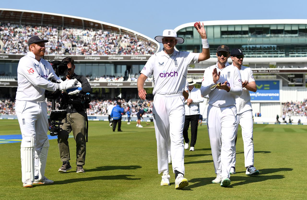 Stuart Broad leads England off the field, England vs Ireland, only Test, Lord's, 1st day, June 1, 2023