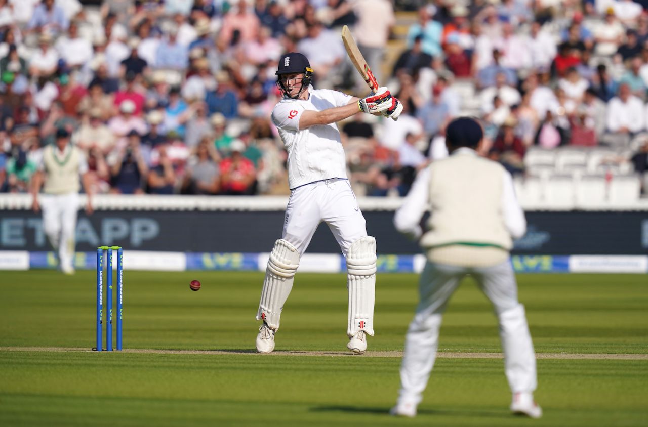 Zak Crawley frees his arms to try and access the off side, England vs Ireland, only Test, Lord's, 1st day, June 1, 2023