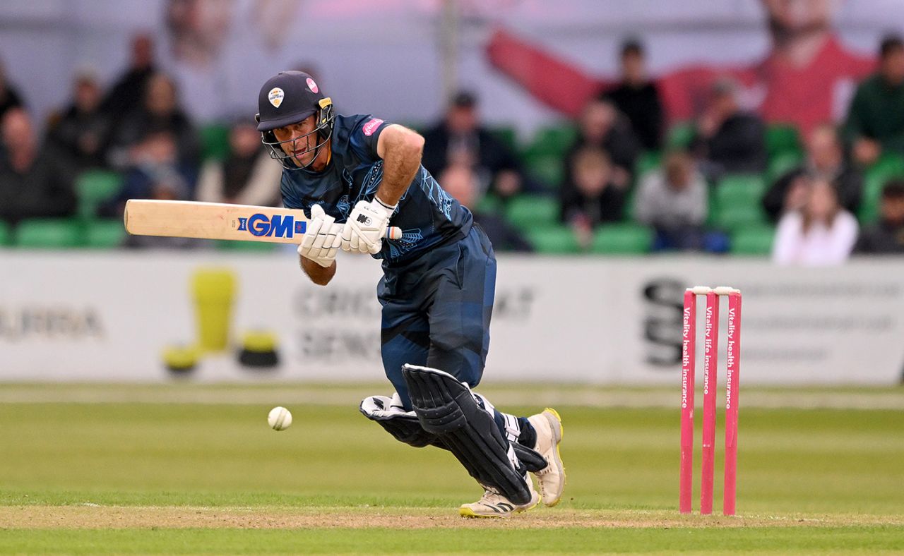 Wayne Madsen works through midwicket on his way to a hundred, Leicestershire vs Derbyshire, Grace Road, Vitality T20 Blast, June 1, 2023