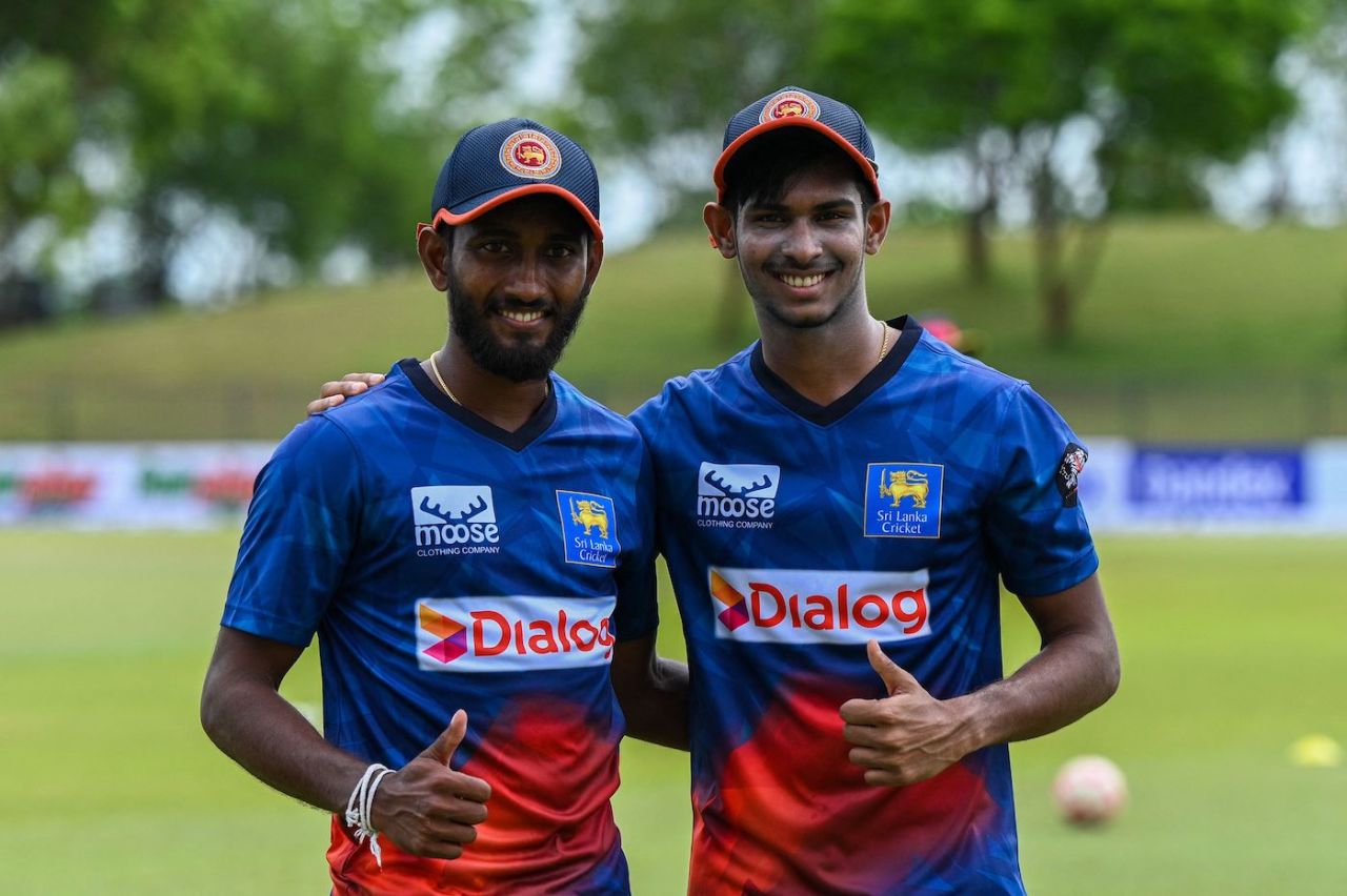 Matheesha Pathirana (R) and Dushan Hemantha make their ODI debuts, Sri Lanka vs Afghanistan, 1st ODI, Hambantota, June 2, 2023