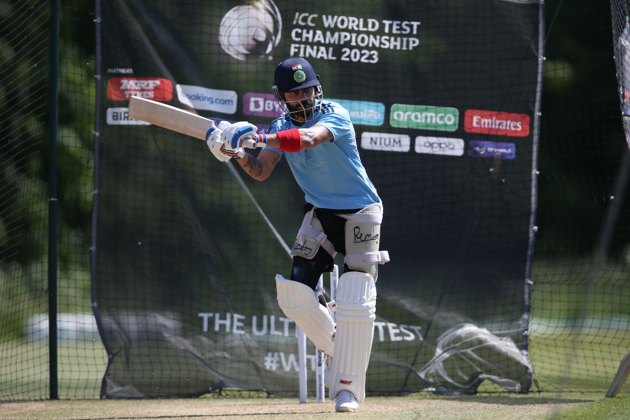 Virat Kohli bats during India's nets session in Arundel ahead of the World Test Championship final, June 1, 2023