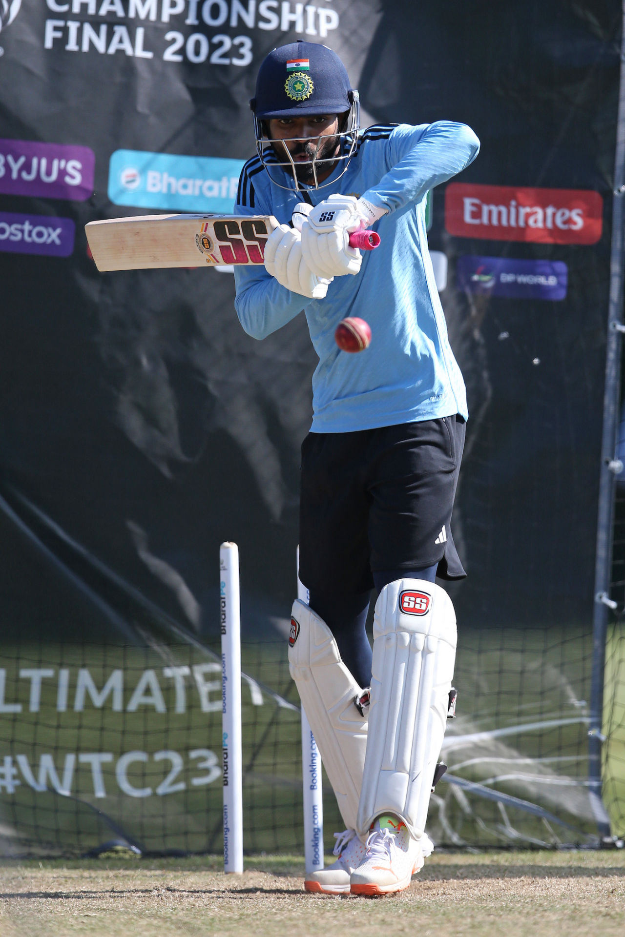 KS Bharat bats at India's training session in Arundel ahead of the World Test Championship final, June 1, 2023