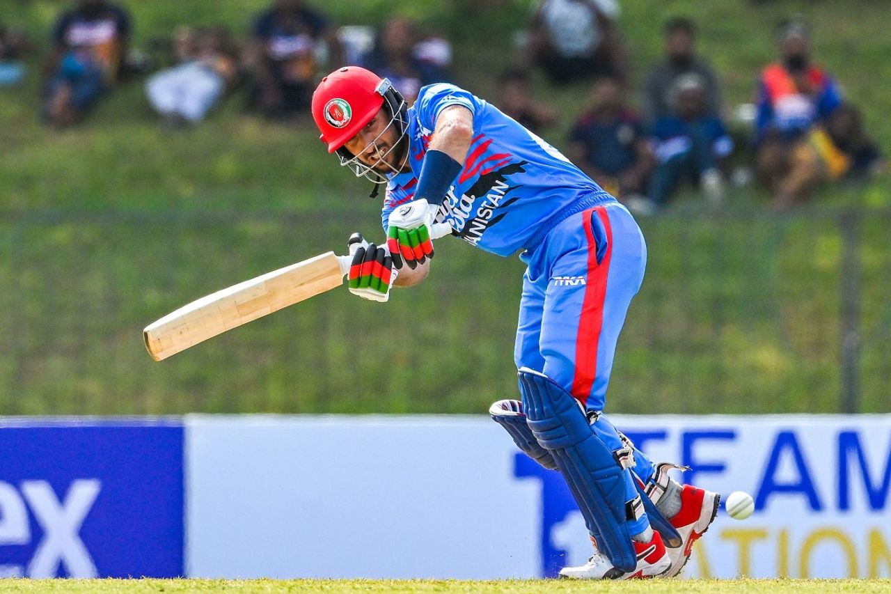 Rahmat Shah plays the flick, Sri Lanka vs Afghanistan, 1st ODI, Hambantota, June 2, 2023
