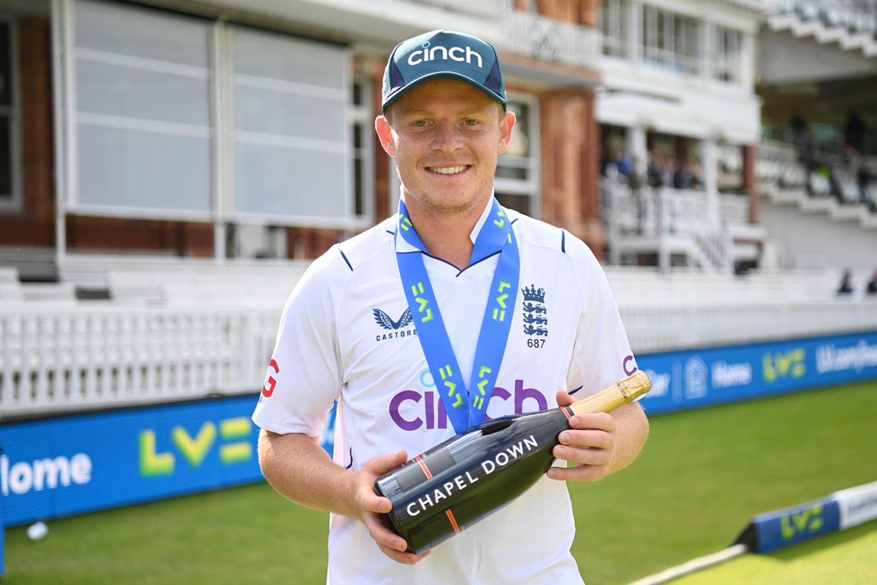 Ollie Pope won the match award, England vs Ireland, only Test, Lord's, 3rd day, June 3, 2023