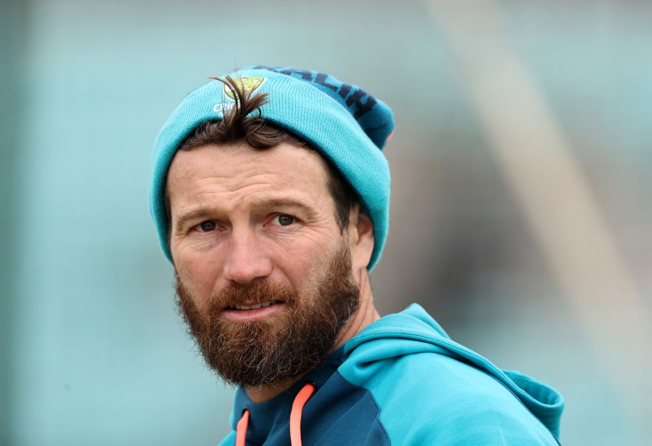 Michael Neser looks on during Australia's practice session, The Oval, June 5, 2023