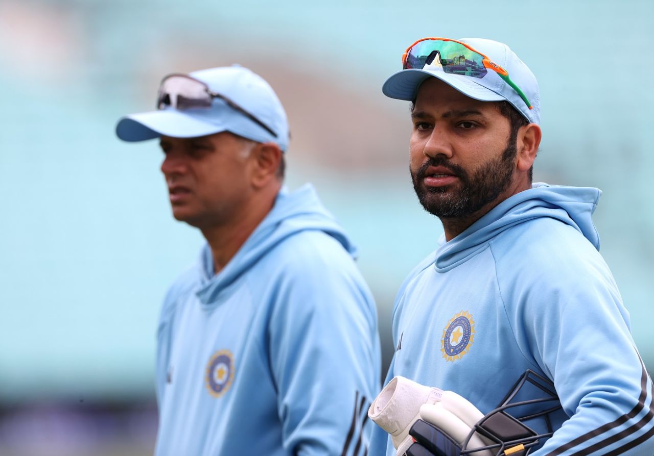 Rohit Sharma and Rahul Dravid oversee India's practice session, London, June 6, 2023