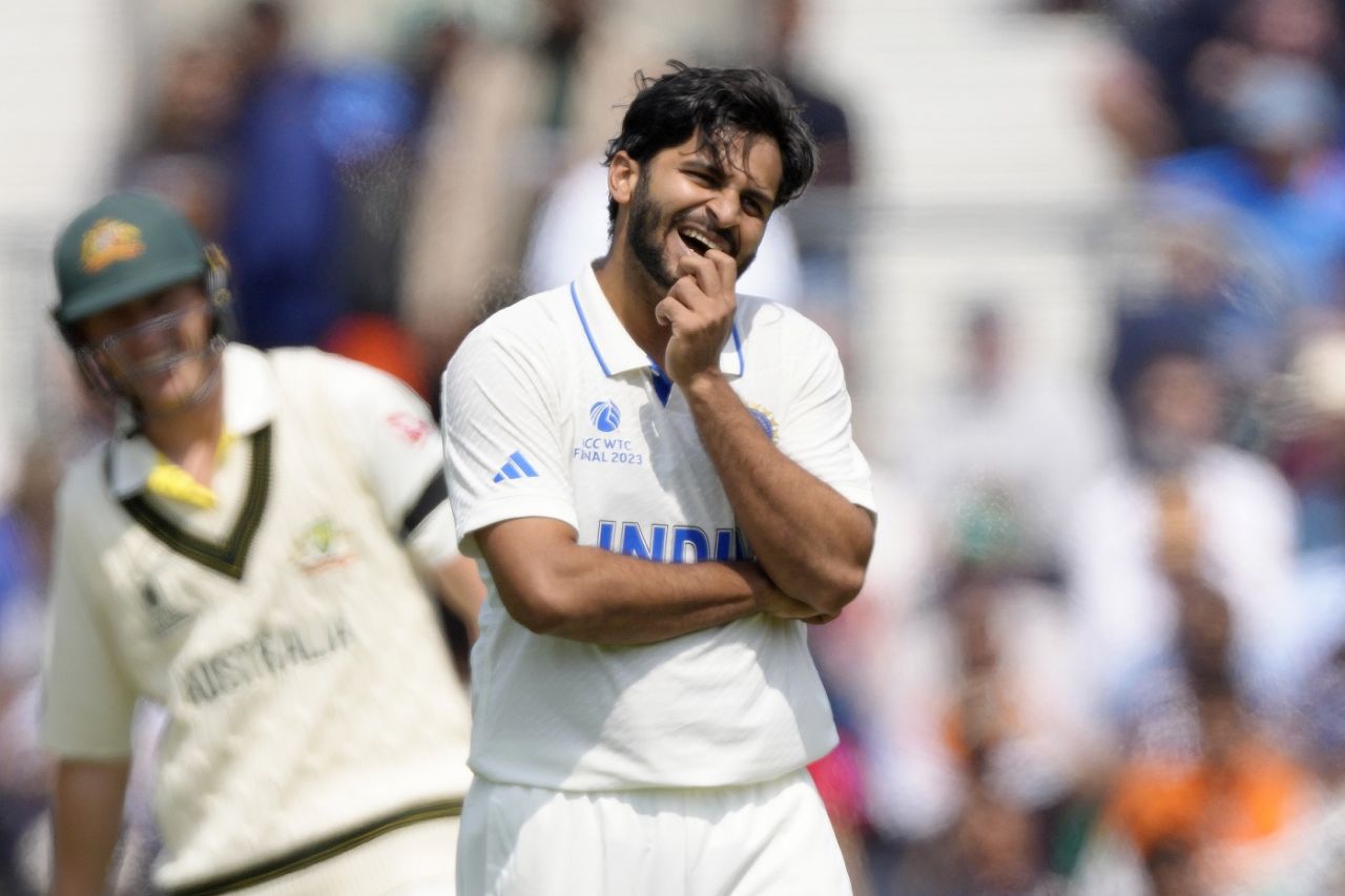 Shardul Thakur reacts in the field, Australia vs India, WTC final, day one, London, June 7, 2023