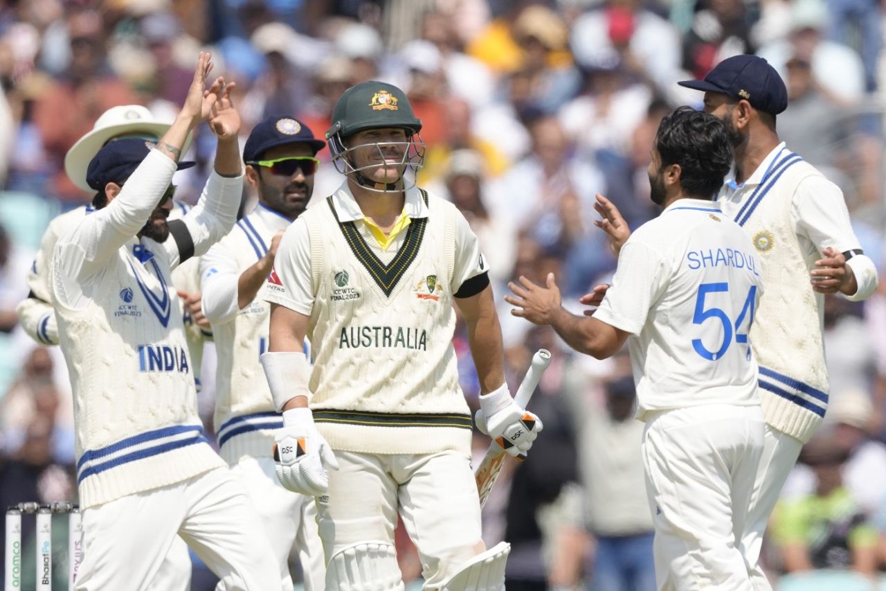 Shardul Thakur dismissed David Warner for 43 Australia vs India, WTC final, day one, London, June 7, 2023 