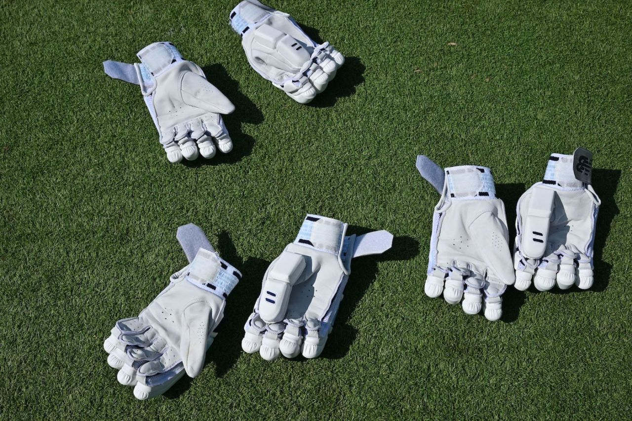 A few pairs of batting gloves get their time out in the sun, Australia vs India, WTC final, day one, London, June 7, 2023 