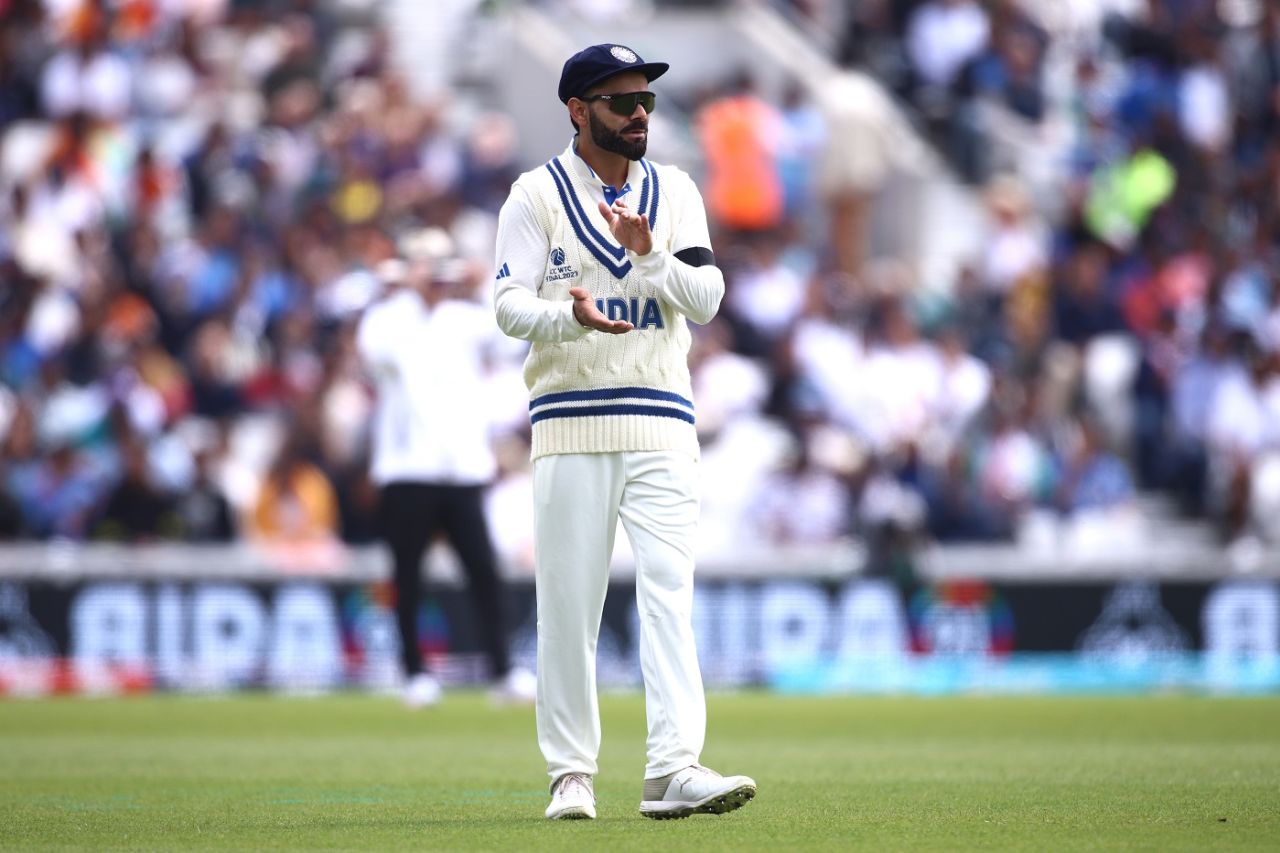Virat Kohli applauds an on-field effort, Australia vs India, WTC final, day one, London, June 7, 2023