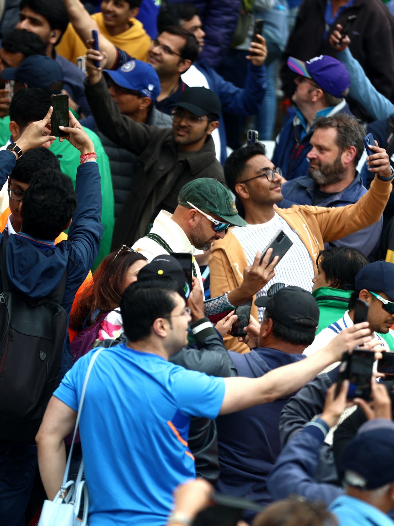 Nathan Lyon walks down the stairs among fans-turned-photographers, Australia vs India, WTC final, day one, London, June 7, 2023 