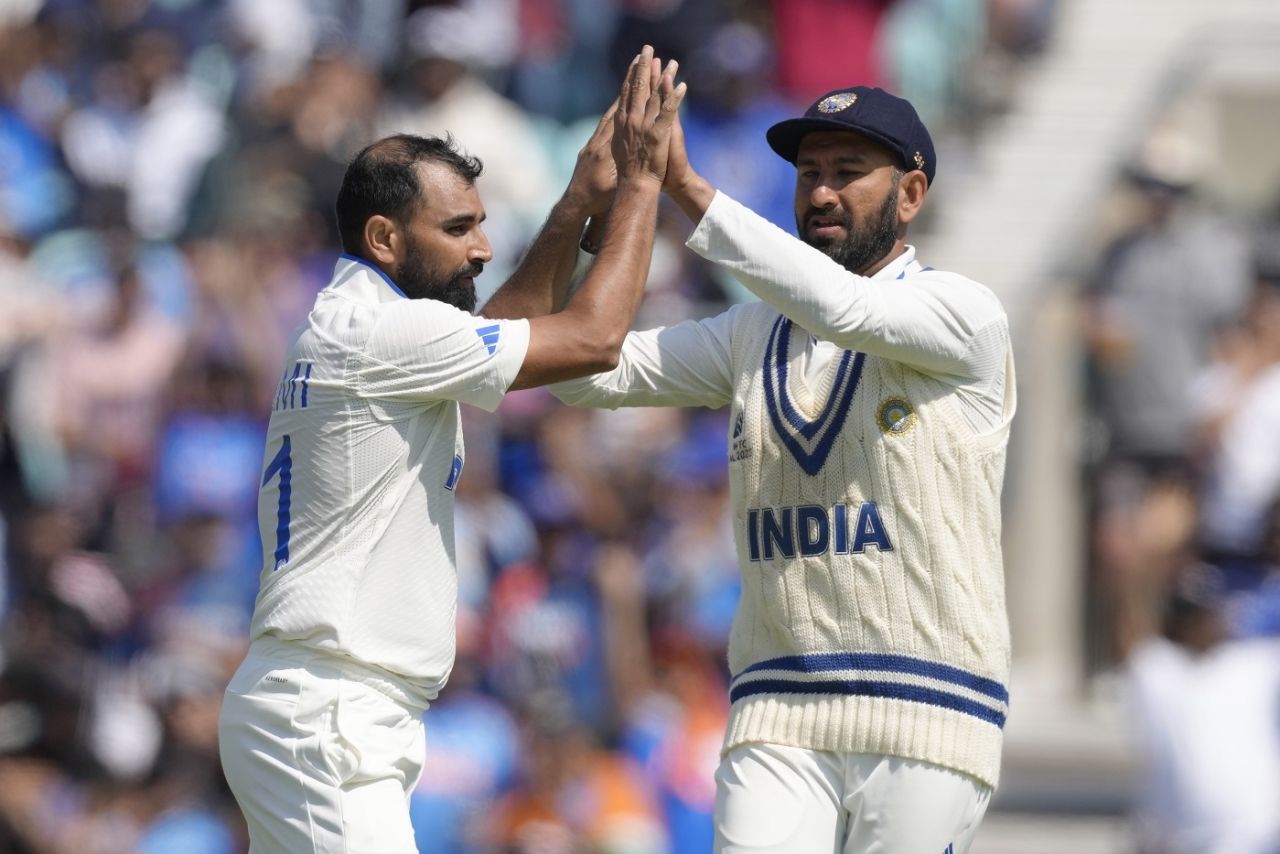 Mohammed Shami celebrates after getting Cameron Green to edge one to second slip, Australia vs India, WTC final, 2nd day, The Oval, London, June 8, 2023