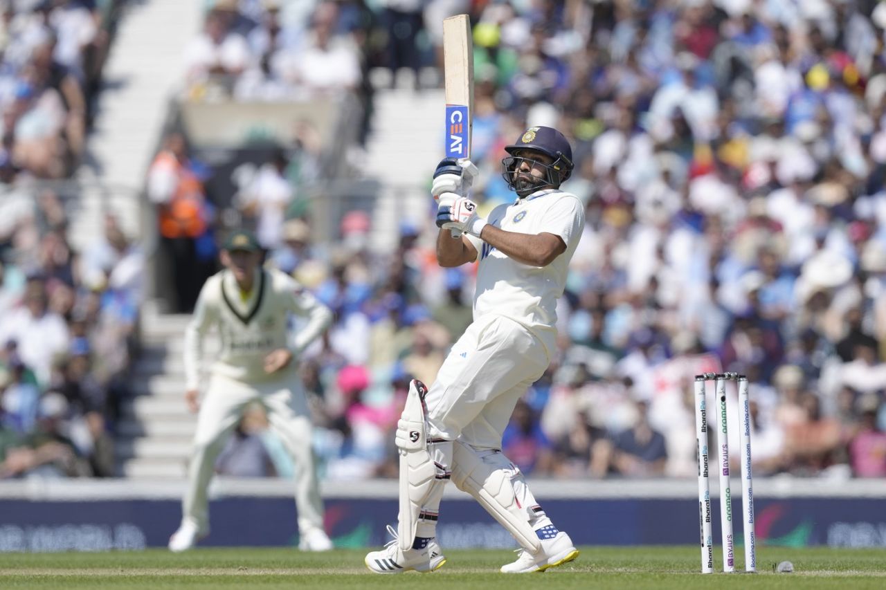 The trademark pull from Rohit Sharma was on show early, Australia vs India, WTC final, 2nd day, The Oval, London, June 8, 2023