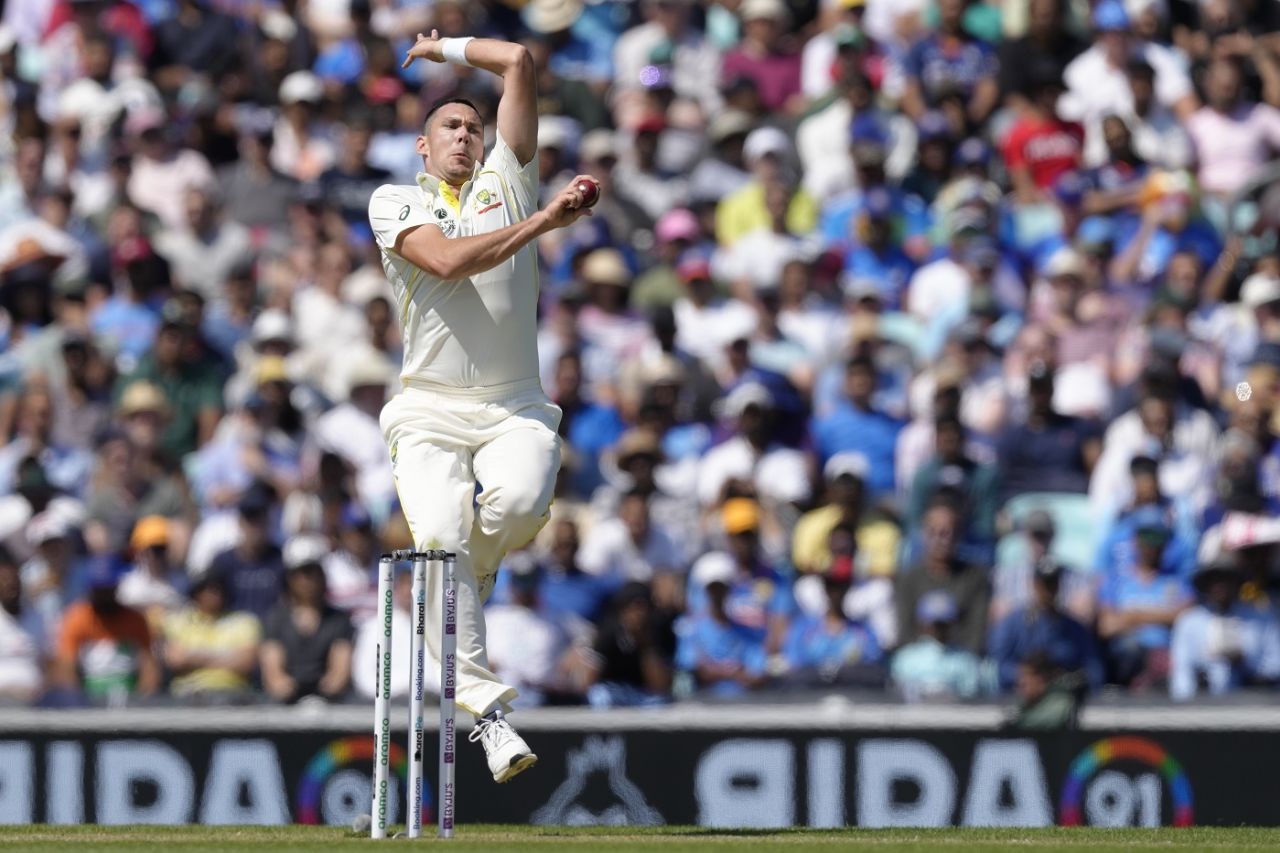 Scott Boland was brought on as first-change in the fifth over, Australia vs India, WTC final, second day, The Oval, London, June 8, 2023