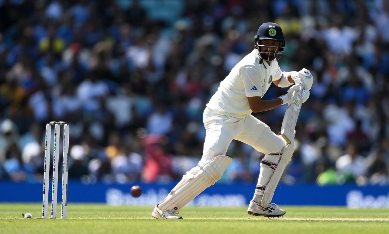 Cheteshwar Pujara plays it behind point, Australia vs India, WTC final, second day, The Oval, London, June 8, 2023