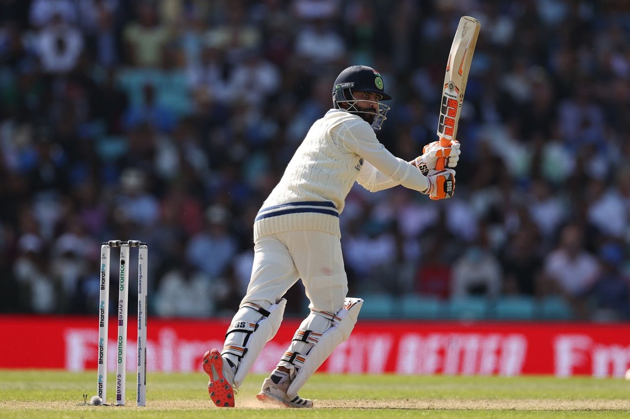 Ravindra Jadeja flicks one over square leg, Australia vs India, WTC final, second day, The Oval, London, June 8, 2023 