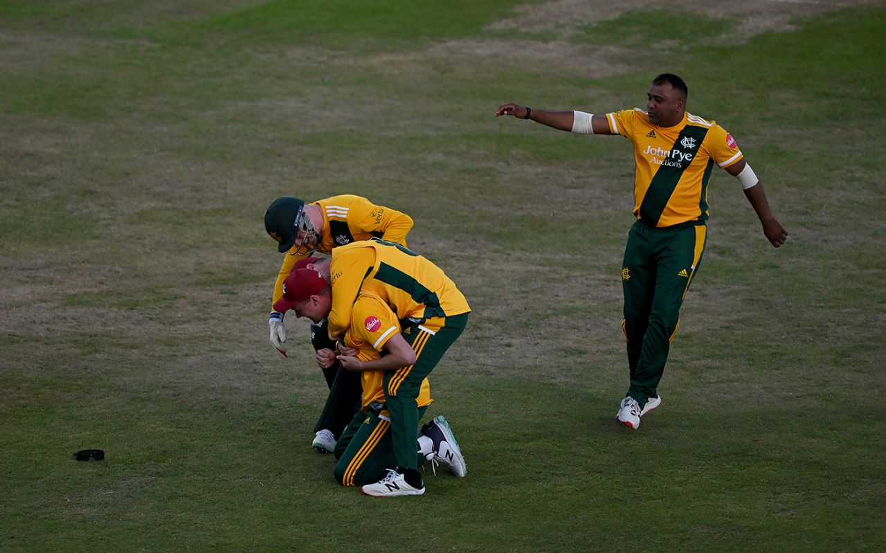 Jake Ball and Samit Patel combined to dismiss Alex Lees, Nottinghamshire vs Durham, Vitality Blast, Trent Bridge, June 8, 2023