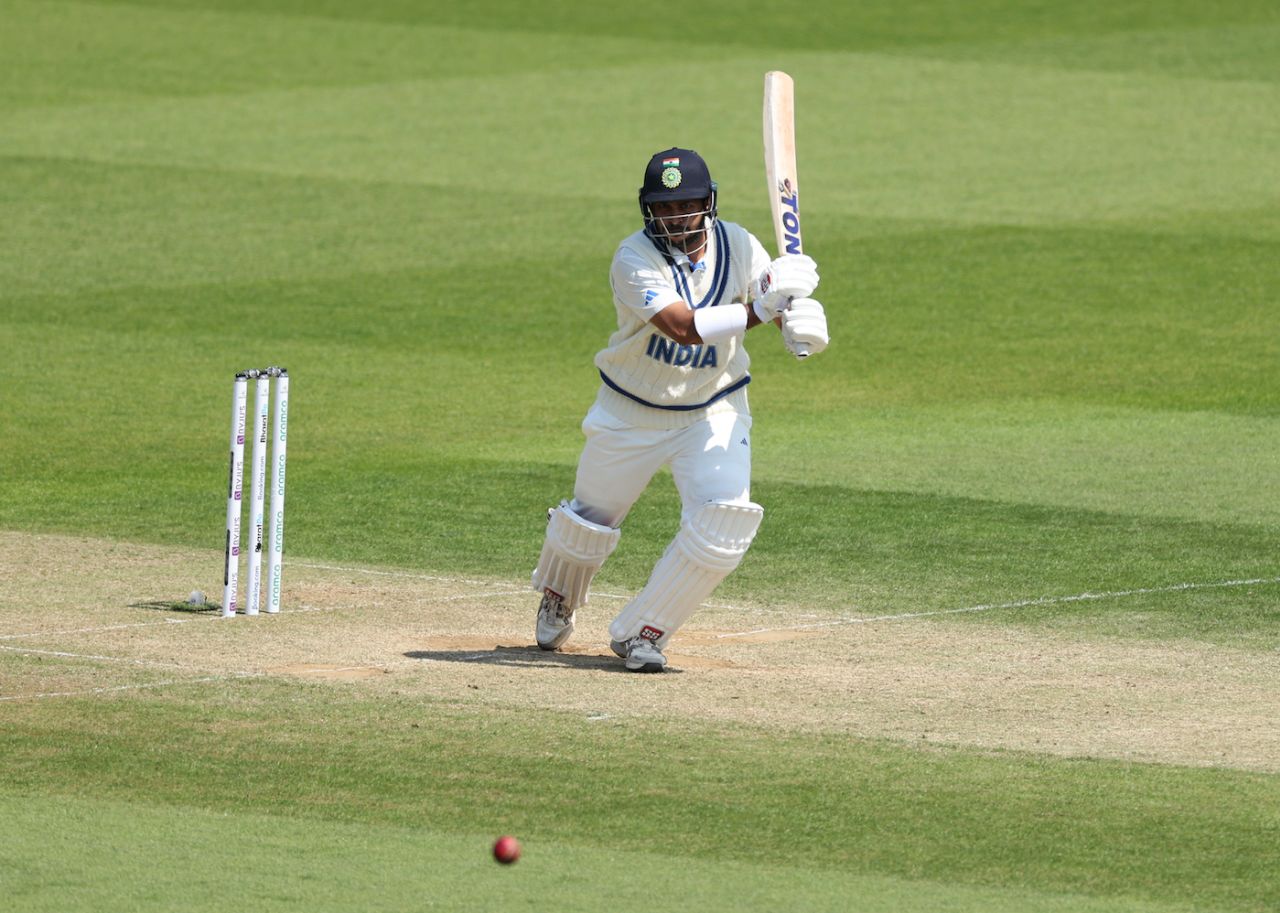 Shardul Thakur directs the ball through cover, Australia vs India, WTC final, 3rd day, The Oval, London, June 9, 2023