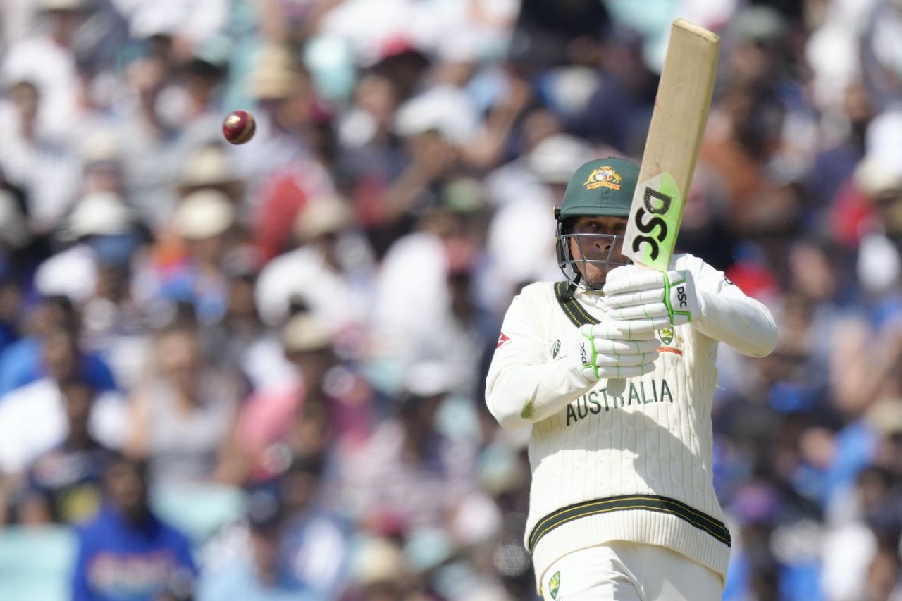 Usman Khawaja bunts the ball to the leg side, Australia vs India, WTC final, 3rd day, The Oval, London, June 9, 2023 