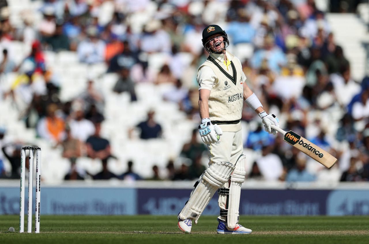 A cheerful Steven Smith watches back, Australia vs India, WTC final, 3rd day, The Oval, London, June 9, 2023
