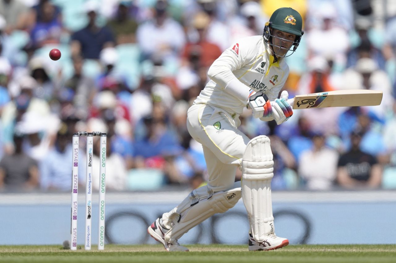 Alex Carey guides the ball into the leg side, Australia vs India, WTC final, Day 4, London, June 10, 2023