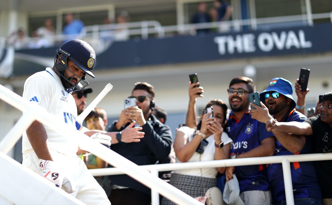 Fans click pictures of Rohit Sharma as he walks out to bat, Australia vs India, WTC final, 4th Day, The Oval, London, June 10, 2023