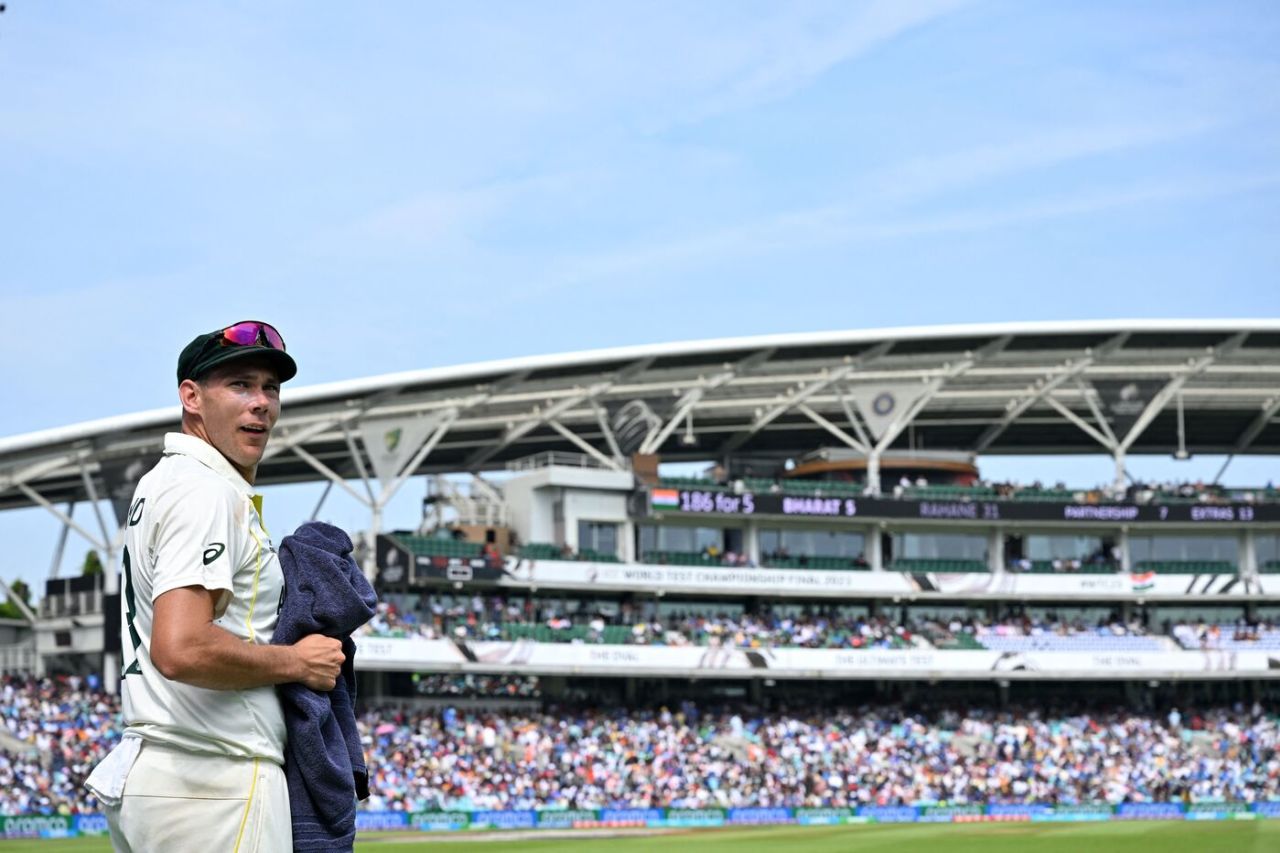 Scott Boland takes a break from troubling India, Australia vs India, WTC final, fifth day, The Oval, London, June 11, 2023