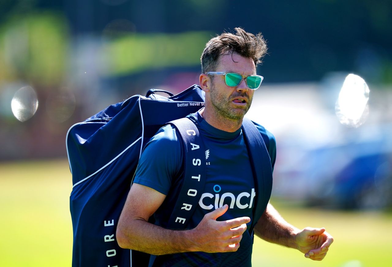 James Anderson arrives for England's training, Birmingham, June 14, 2023