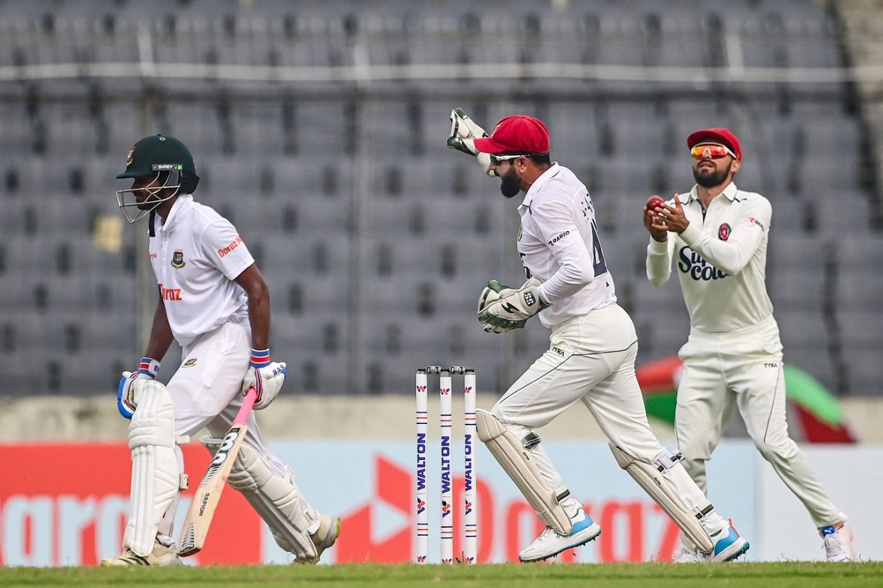 Mahmudul Hasan Joy was caught at first slip early in the innings, Bangladesh vs Afghanistan, Only Test, Mirpur, 2nd day, June 15, 2023