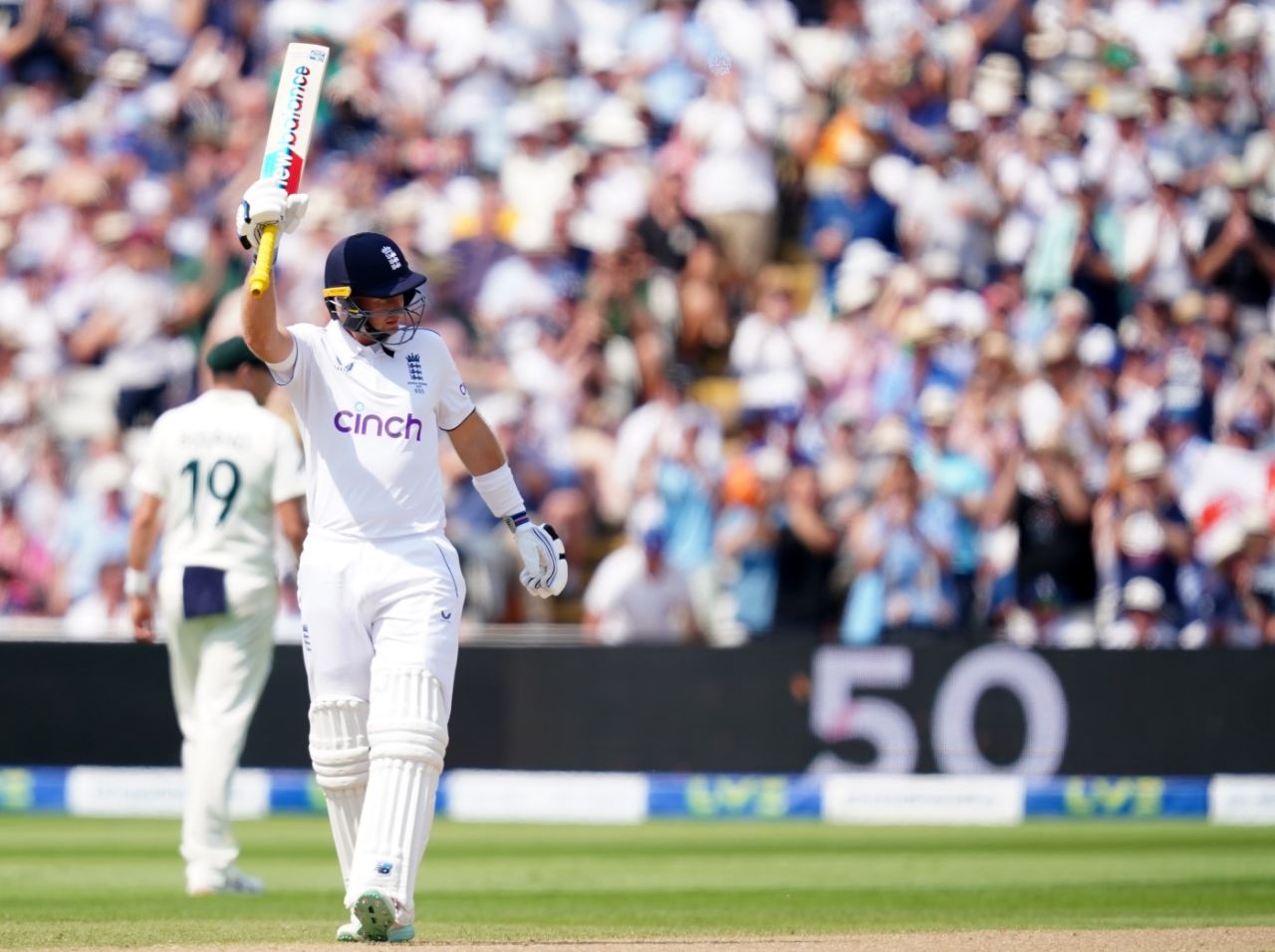 Joe Root celebrates a half-century, England vs Australia, 1st Ashes Test, Edgbaston, 1st day, June 16, 2023