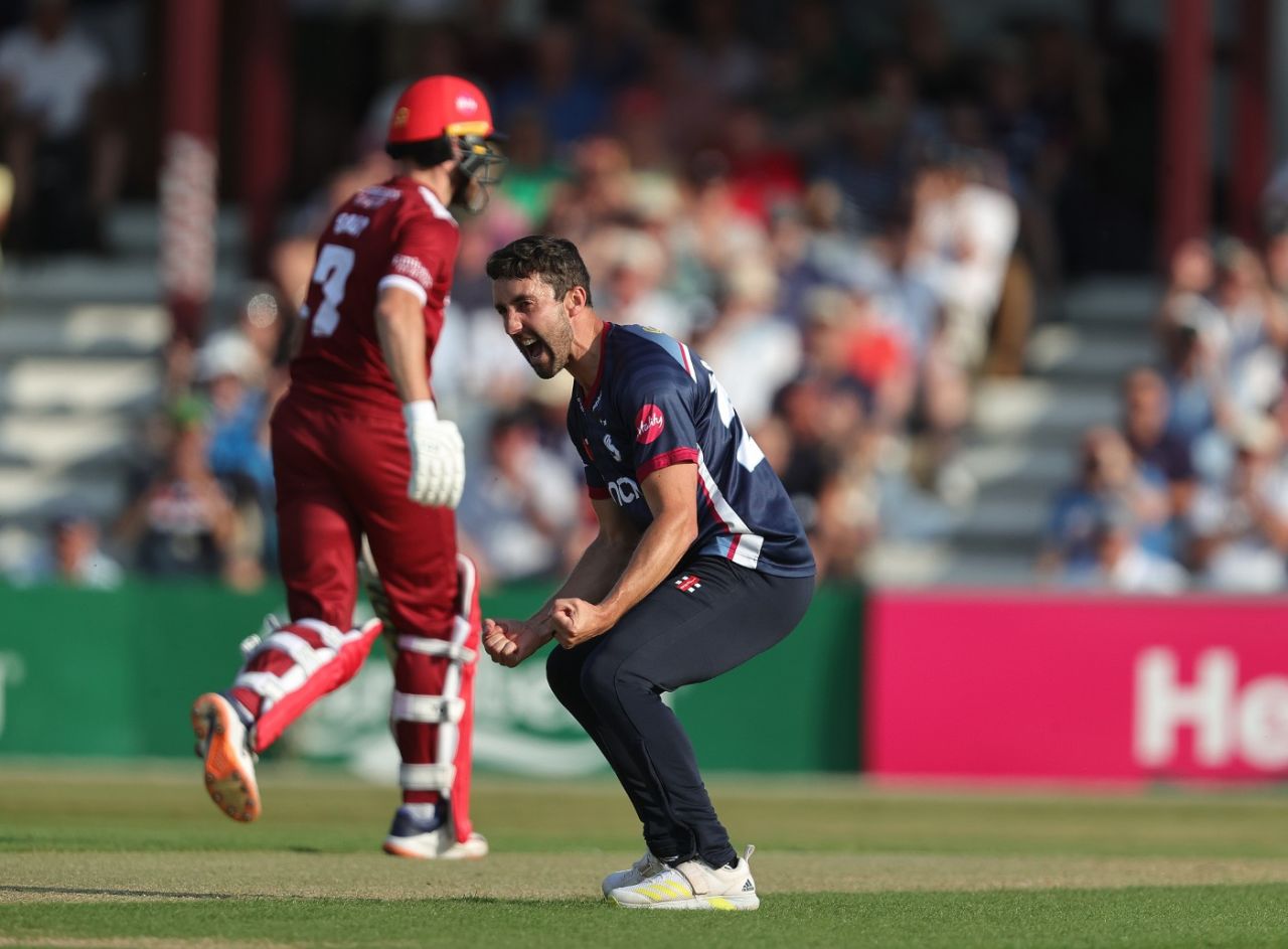Ben Sanderson trapped Jos Buttler for a duck, Northants vs Lancashire, Vitality Blast, June 16, 2023